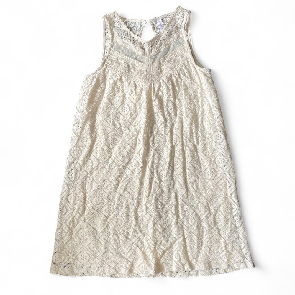 Xhilaration Junior's S Cream Ivory Lace Cottagecore Festival Summer Mini Dress